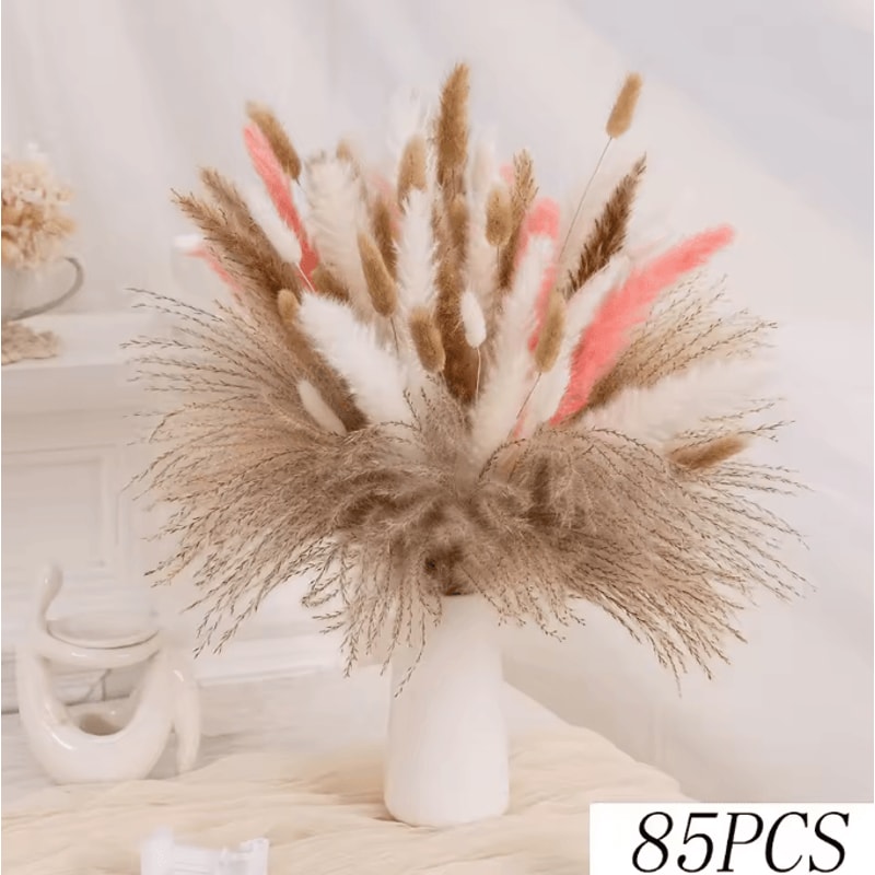BlushBloom Pink Dried Flower Pampas Bouquet For Wedding And Boho Home Decor 9