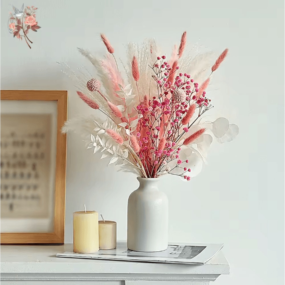 BlushBloom Pink Dried Flower Pampas Bouquet For Wedding And Boho Home Decor 1