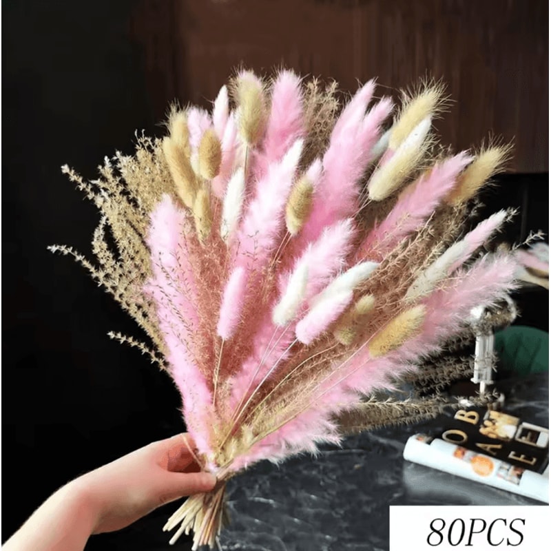 BlushBloom Pink Dried Flower Pampas Bouquet For Wedding And Boho Home Decor 8