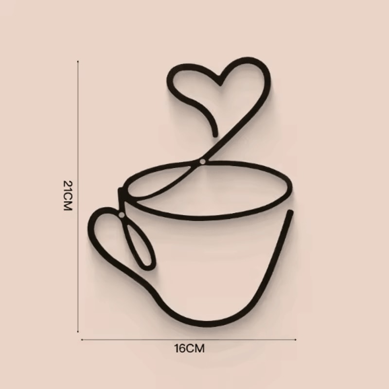 Minimalist Black Metal Coffee Cup Wall Art Decor For Kitchen Cafe And Coffee Bar 4
