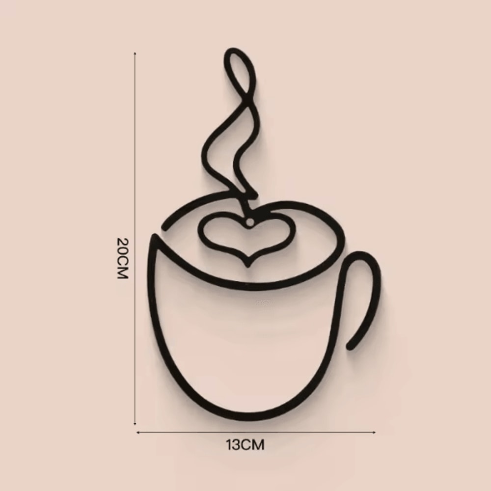 Minimalist Black Metal Coffee Cup Wall Art Decor For Kitchen Cafe And Coffee Bar 6