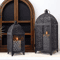 Elegant Black Metal Hanging Candle Lantern Decorative Hollow Pattern Set 3