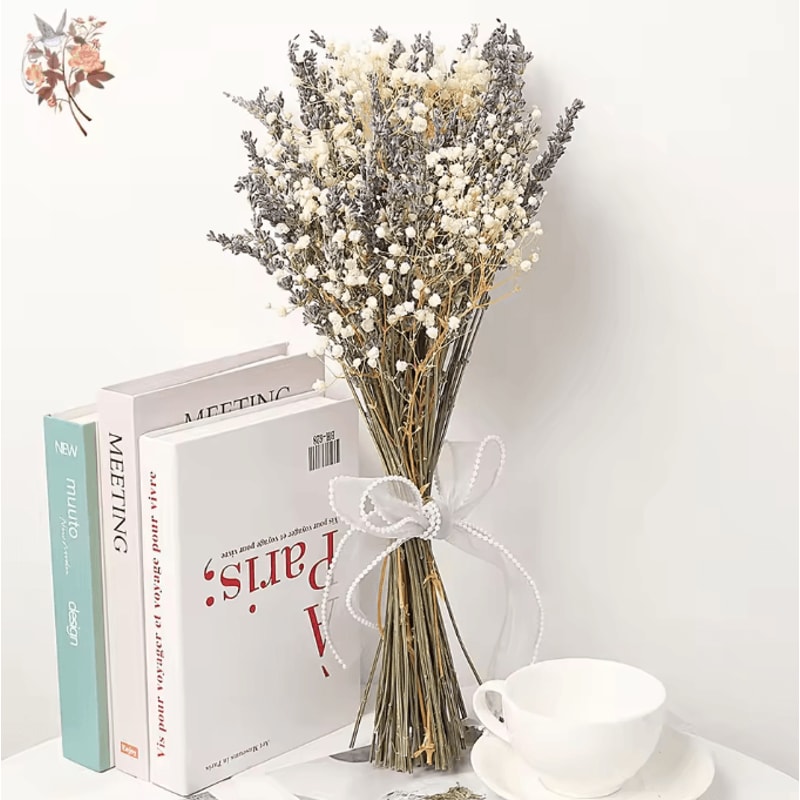 BlushLavender Dried Flower Bouquet Pampas Gypsophila Boho Decor 0