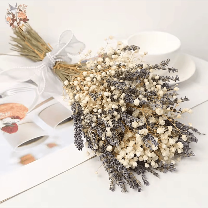 BlushLavender Dried Flower Bouquet Pampas Gypsophila Boho Decor 1