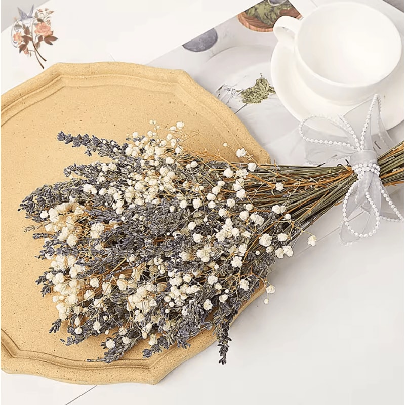 BlushLavender Dried Flower Bouquet Pampas Gypsophila Boho Decor 2