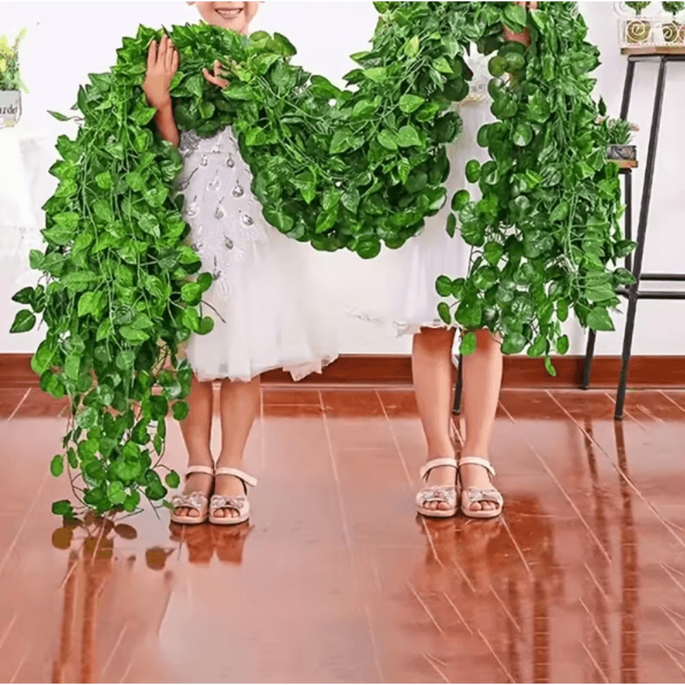 GreenVibe 100PCS Artificial Ivy Garland 2M Hanging Vines For Wall Garden Decor 2