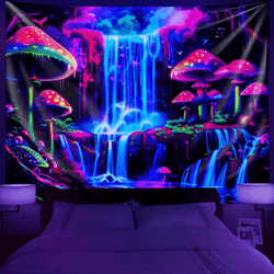 vikadream psychedelic forest waterfall cyberpunk tapestry wall hanging decor