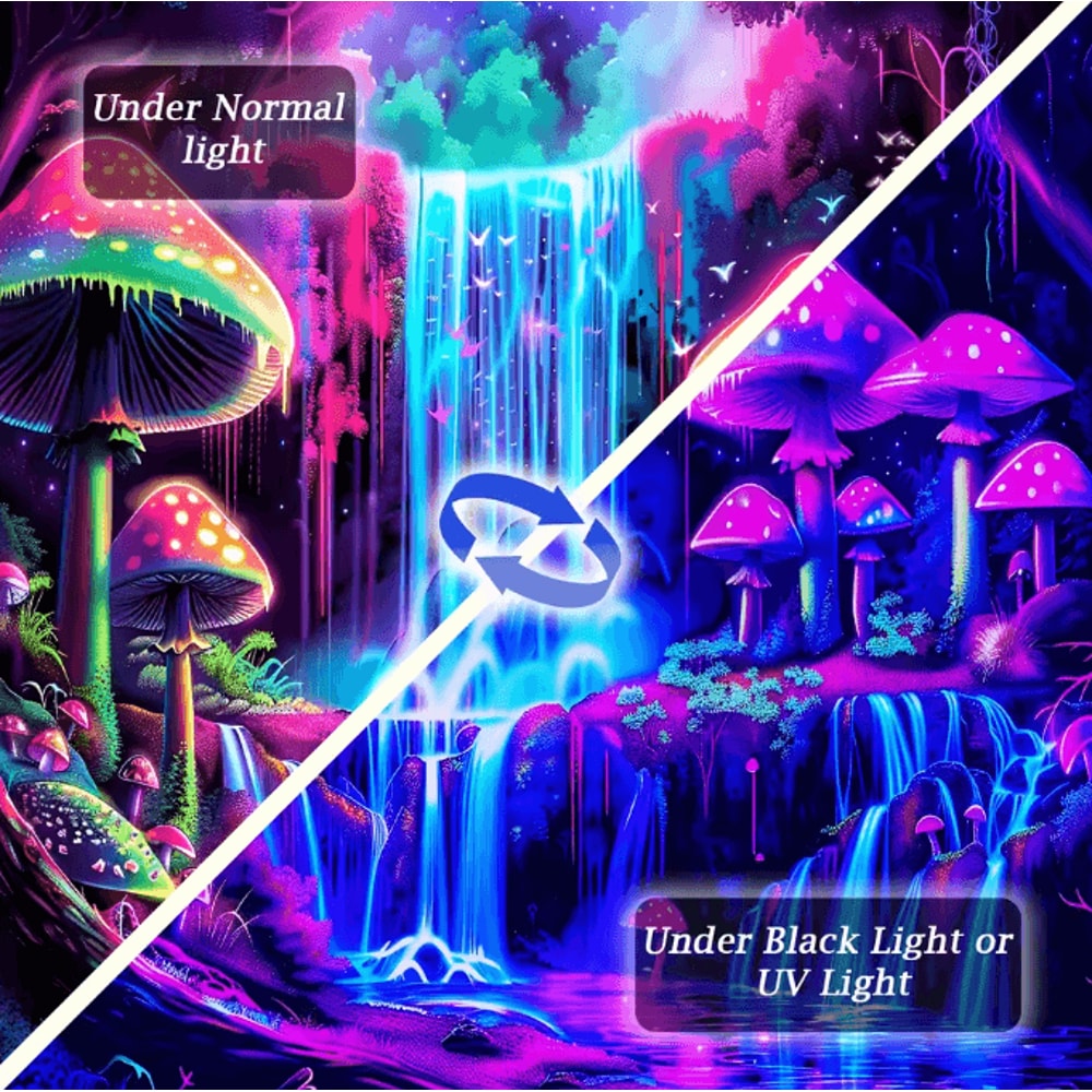 VikaDream Psychedelic Forest Waterfall Cyberpunk Tapestry Wall Hanging Decor 5