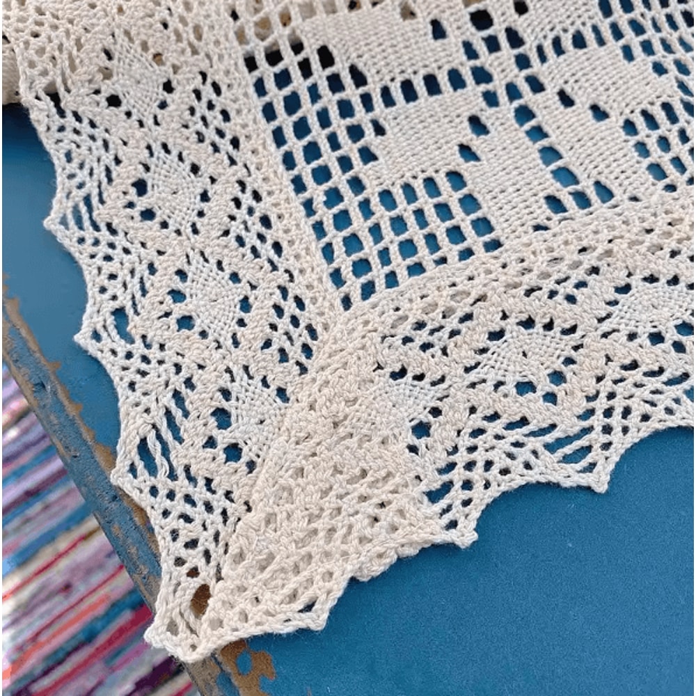 LaceCraft Vintage Crochet Cotton Linen Table Runner With Elegant Lace Edge 5
