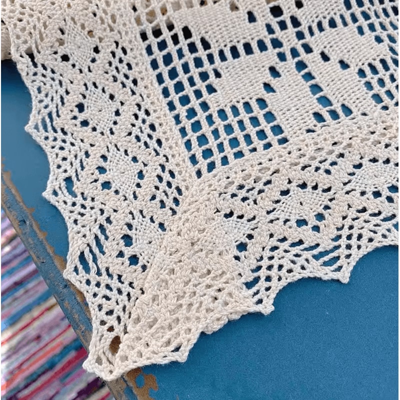LaceCraft Vintage Crochet Cotton Linen Table Runner With Elegant Lace Edge 5