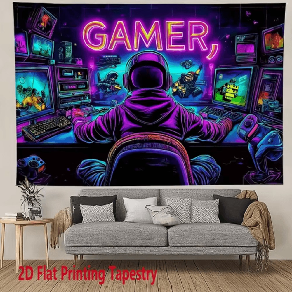 VikaGlow Gamer Fluorescent Cyberpunk Tapestry Wall Hanging For Gaming Room Decor 3
