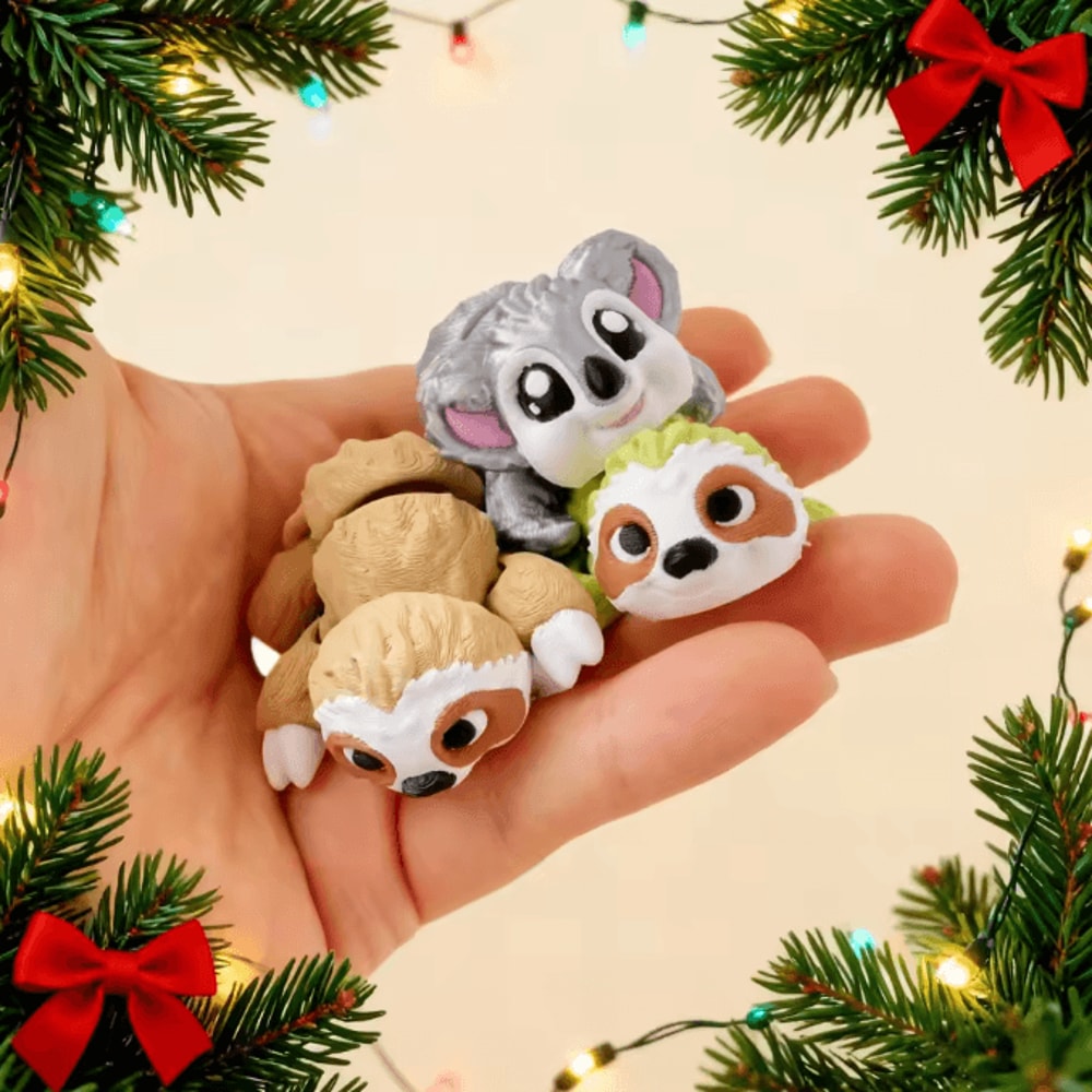 FlexiCharm 3D Printed Articulated Sloth Koala Figurines Movable Animal Desk Decor Gift 0