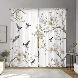 naturebloom floral bird print curtain set polyester decorative window drapes