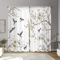 NatureBloom Floral Bird Print Curtain Set Polyester Decorative Window Drapes 0