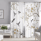 NatureBloom Floral Bird Print Curtain Set Polyester Decorative Window Drapes 2