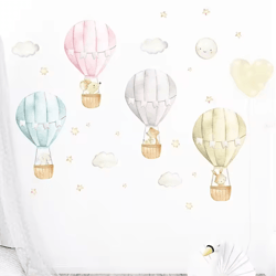 dreamsky watercolor hot air balloon animal wall stickers nursery wall decor