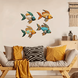 coastalcharm 4pcs wooden tropical fish wall art nautical rustic decor set