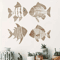 CoastalCharm 4PCS Wooden Tropical Fish Wall Art Nautical Rustic Decor Set 6