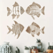 CoastalCharm 4PCS Wooden Tropical Fish Wall Art Nautical Rustic Decor Set 6