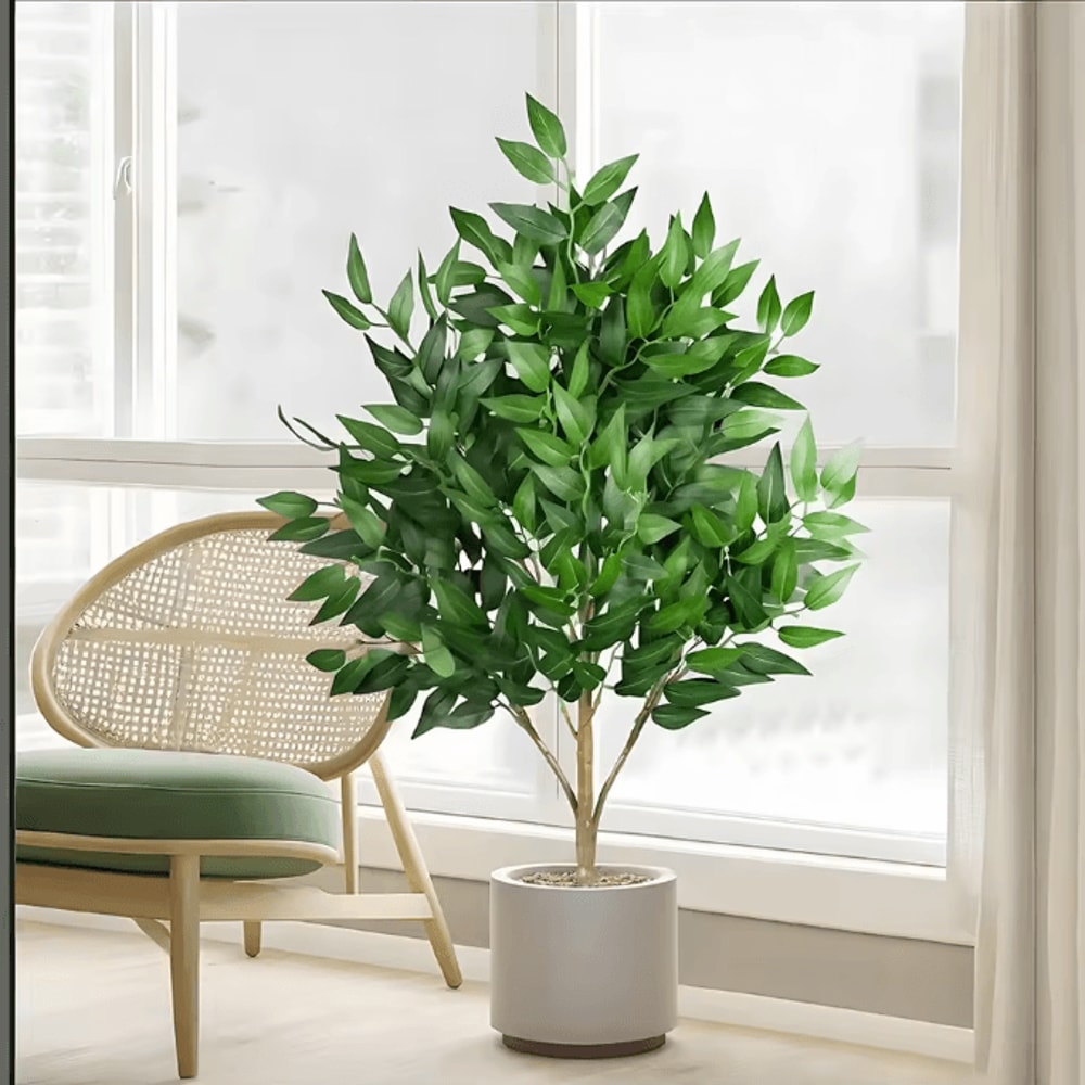 GreenAura Tall Artificial Eucalyptus Plant Tropical Willow Faux Tree Decor 1