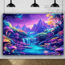 vikama glow in the dark forest wall tapestry – fantasy led wall hanging decor