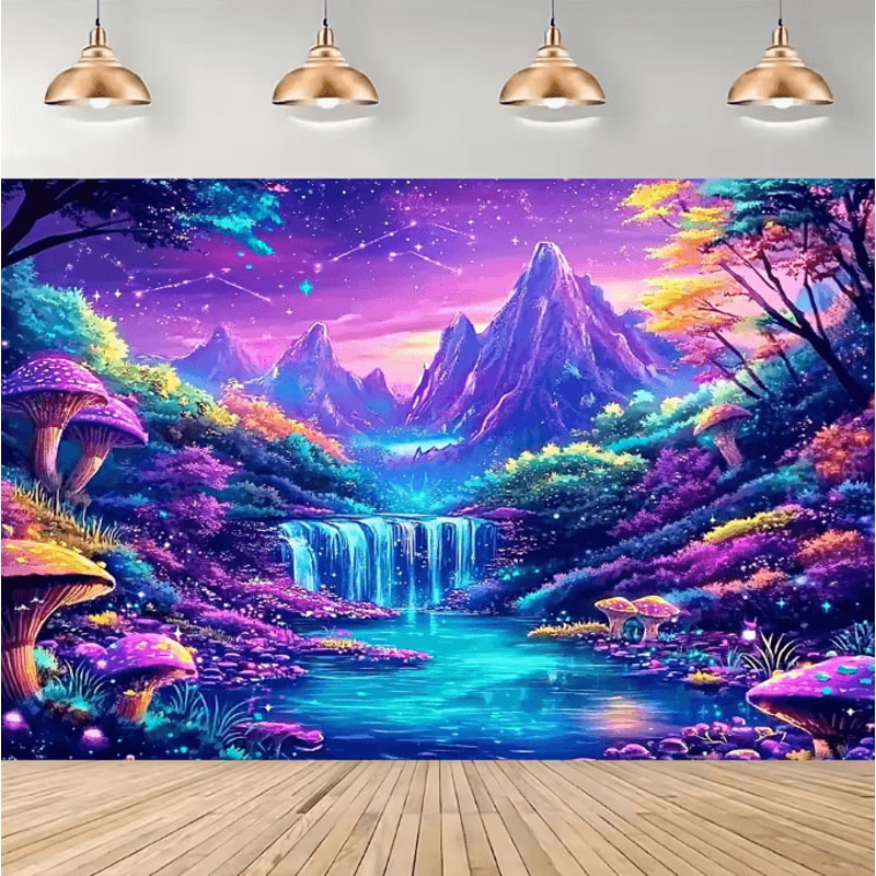 VIKAMA Glow In The Dark Forest Wall Tapestry Fantasy LED Wall Hanging Decor 1