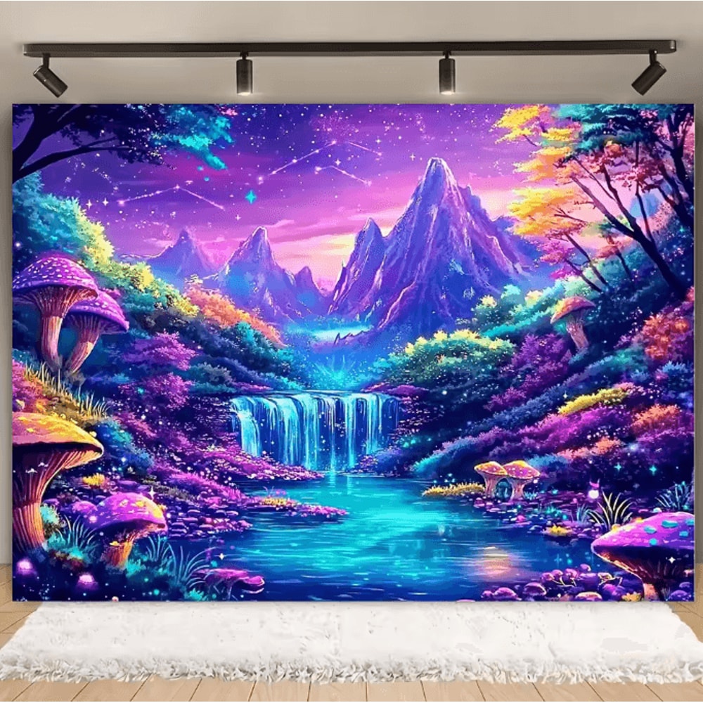VIKAMA Glow In The Dark Forest Wall Tapestry Fantasy LED Wall Hanging Decor 2