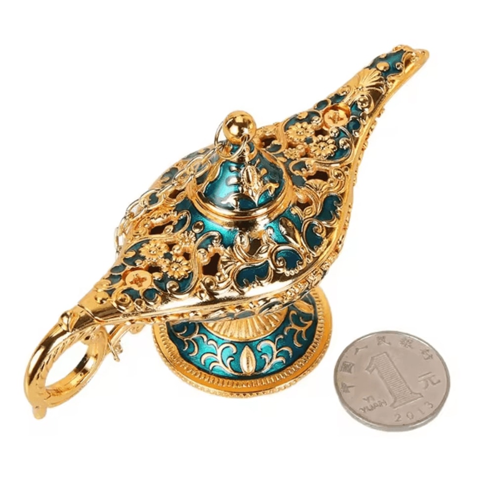 Vintage Aladdin Genie Lamp Ornament Retro Metal Fantasy Home Decor 3
