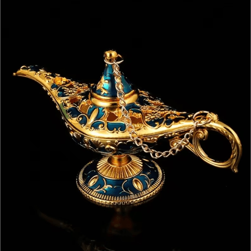 Vintage Aladdin Genie Lamp Ornament Retro Metal Fantasy Home Decor 4