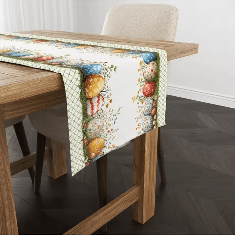 VIKAMA Easter Egg Plaid Table Runner Scandinavian Spring Table Decoration 1