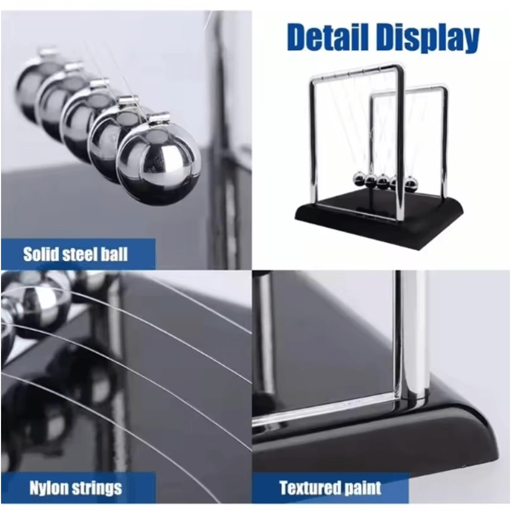 Newtons Cradle Balance Ball Desk Toy Kinetic Energy Pendulum Decor Science Gift 2
