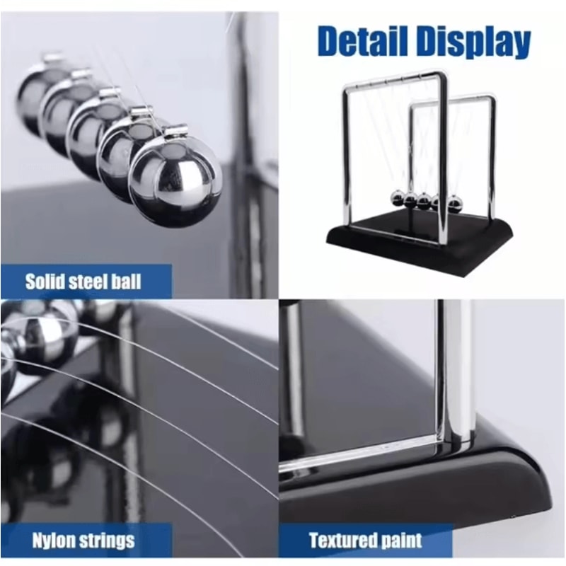 Newtons Cradle Balance Ball Desk Toy Kinetic Energy Pendulum Decor Science Gift 2