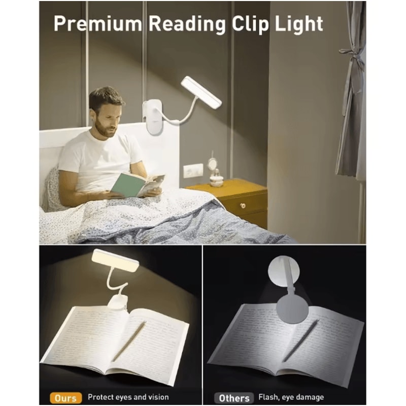 USB Rechargeable LED Clip Desk Lamp Flexible Gooseneck EyeCare Reading Light 1