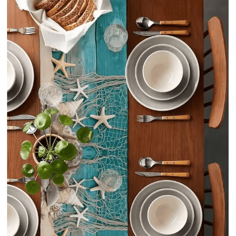 Summer Beach Starfish Linen Table Runner Coastal Ocean Decor For Dining Parties 2