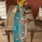 Summer Beach Starfish Linen Table Runner Coastal Ocean Decor For Dining Parties 3
