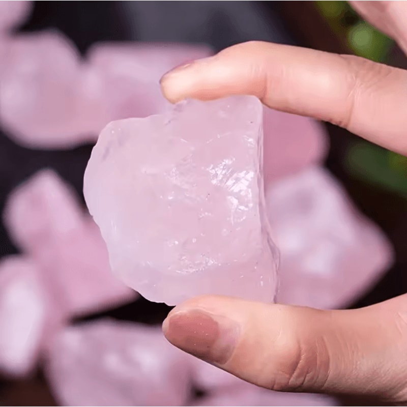 Natural Rose Quartz Rough Stone Pink Crystal Aromatherapy Diffuser Healing Decor 4