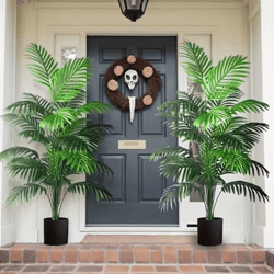 24-leaf artificial areca palm plant in pot – tropical indoor & outdoor decor tree