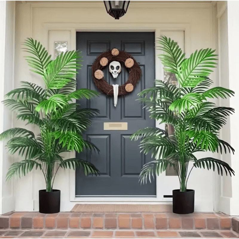 24Leaf Artificial Areca Palm Plant In Pot Tropical Indoor Outdoor Decor Tree 0