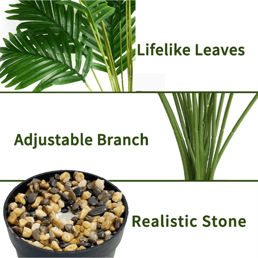 24Leaf Artificial Areca Palm Plant In Pot Tropical Indoor Outdoor Decor Tree 1