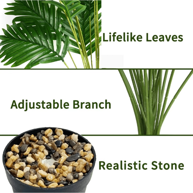 24Leaf Artificial Areca Palm Plant In Pot Tropical Indoor Outdoor Decor Tree 1