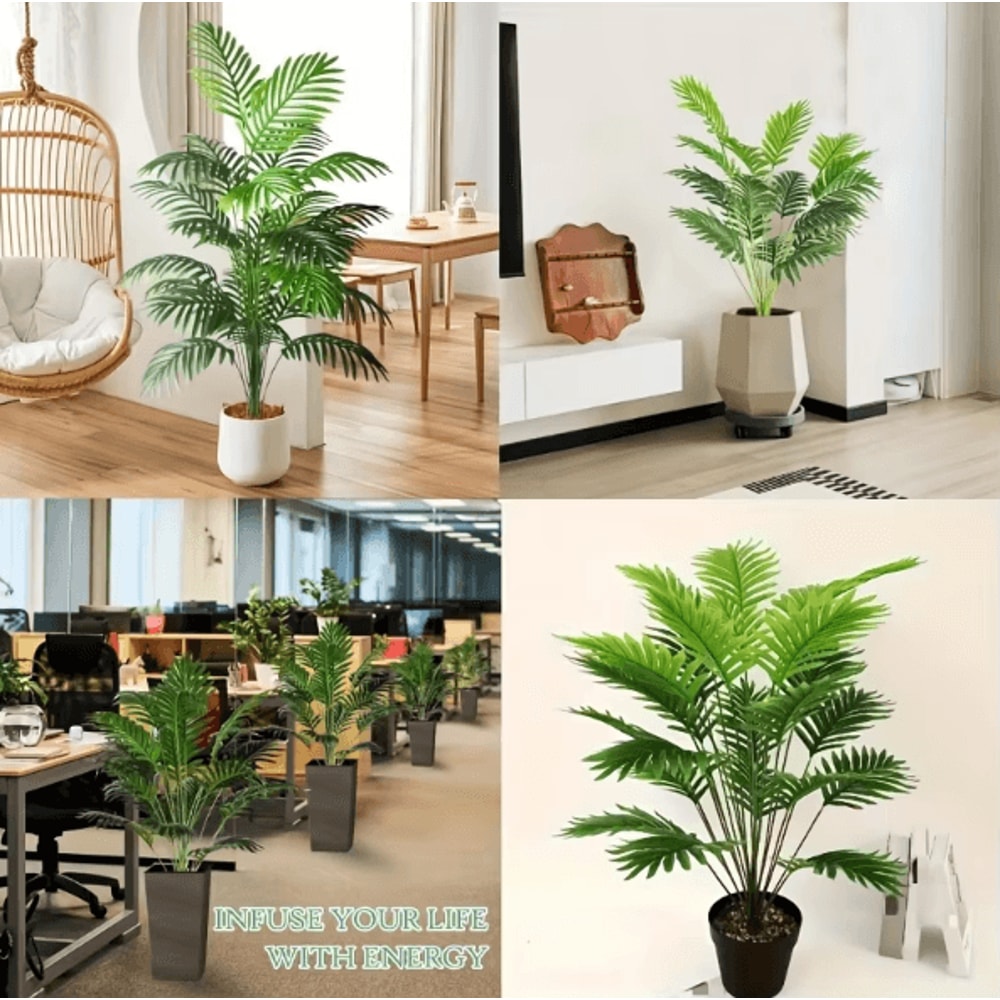 24Leaf Artificial Areca Palm Plant In Pot Tropical Indoor Outdoor Decor Tree 3