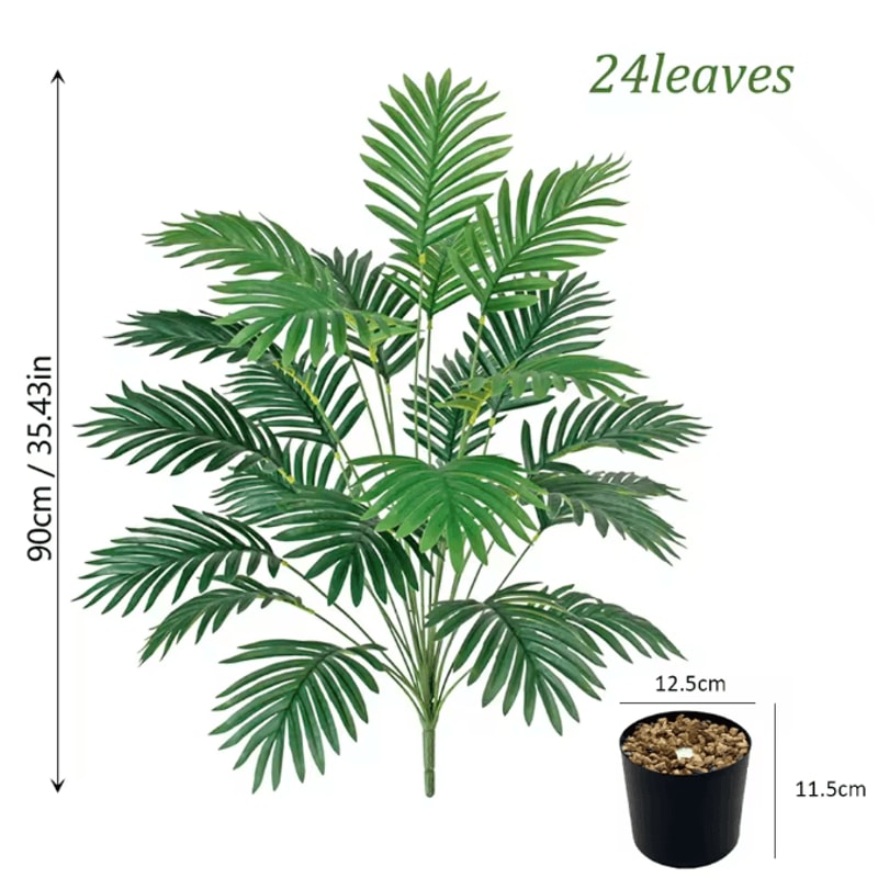24Leaf Artificial Areca Palm Plant In Pot Tropical Indoor Outdoor Decor Tree 6