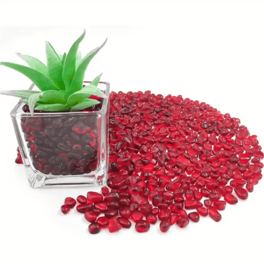 Red Glass Gravel Chips Decorative Crystal Stones For Vase Aquarium DIY Decor 0