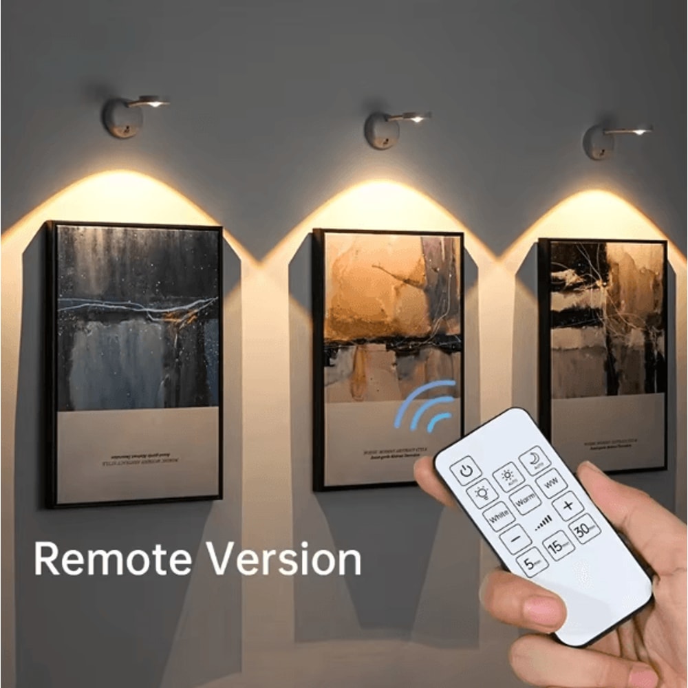 USB Rechargeable Motion Sensor Wall Light Dimmable LED Picture Spotlight 3 Color Modes 2