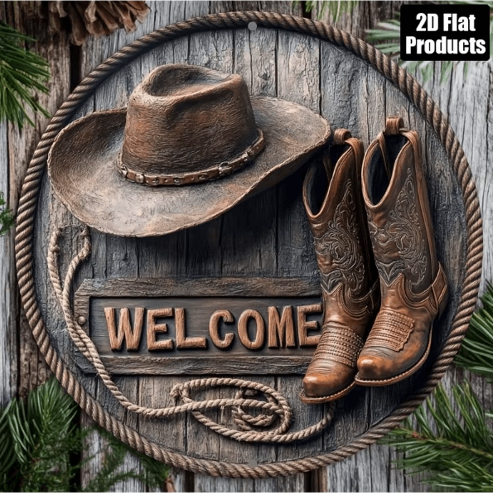 Wooden Welcome Shoes Sign Wall Decor Rustic Hat Shoes Theme Hanging Plaque 8 Inch 0