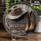 Wooden Welcome Shoes Sign Wall Decor Rustic Hat Shoes Theme Hanging Plaque 8 Inch 1