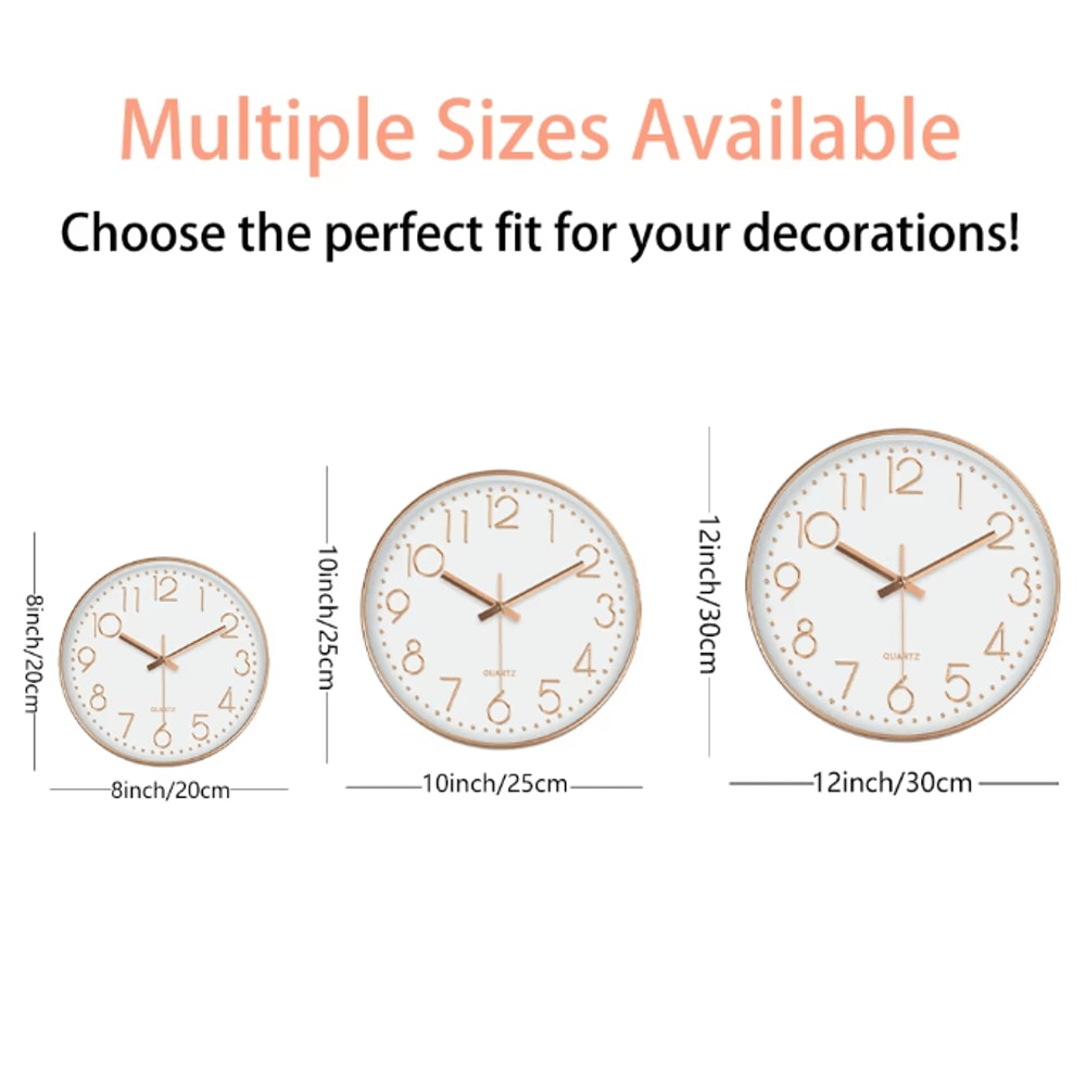 Minimalist Silent Quartz Wall Clock Modern NoTicking Decor 81012 Inch 5