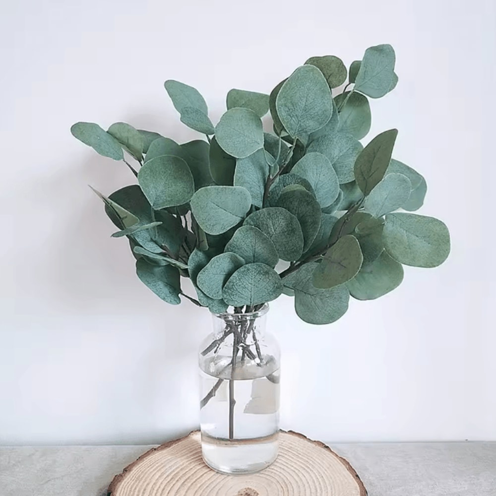10PCS Artificial Eucalyptus Leaves Stems Silk Greenery For DIY Crafts Wedding Home Decor 0