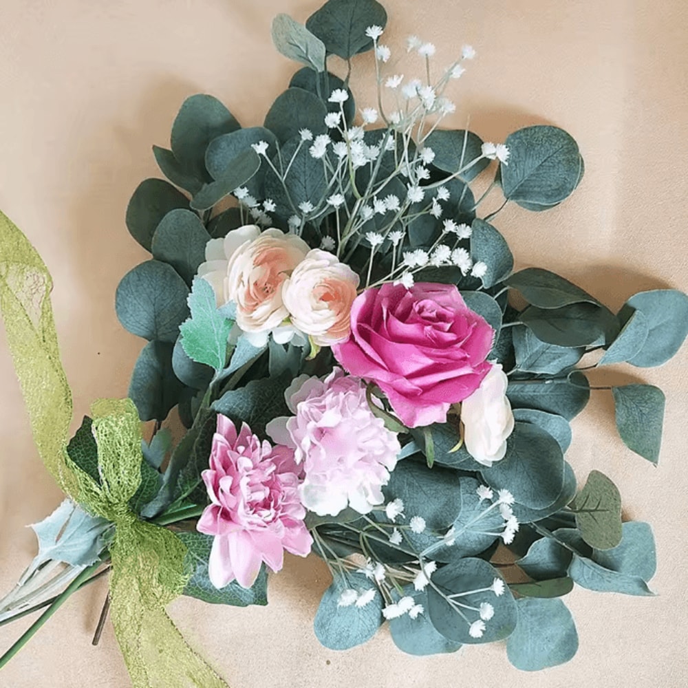 10PCS Artificial Eucalyptus Leaves Stems Silk Greenery For DIY Crafts Wedding Home Decor 2