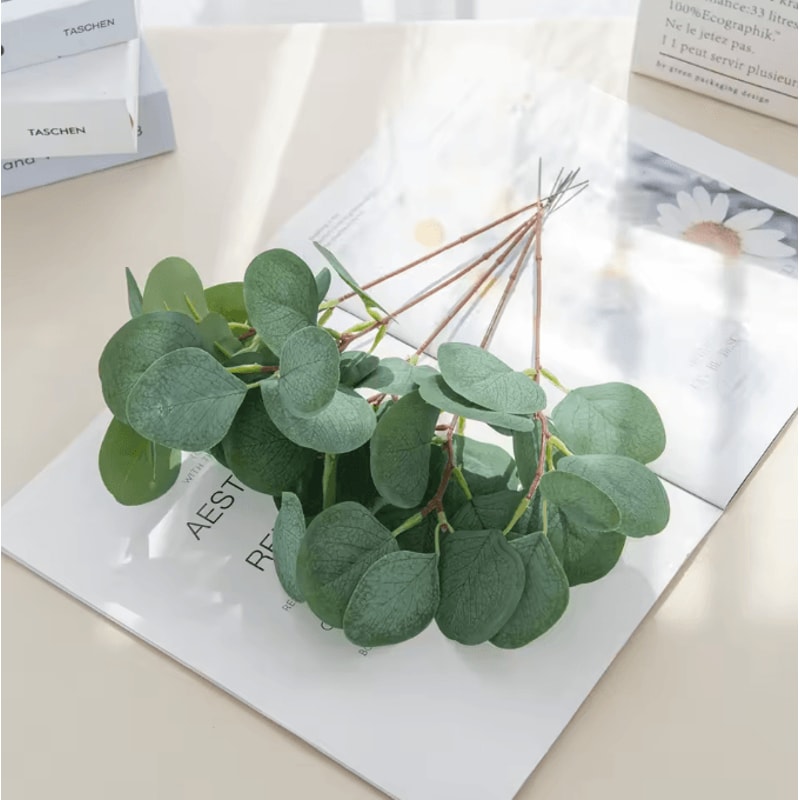 10PCS Artificial Eucalyptus Leaves Stems Silk Greenery For DIY Crafts Wedding Home Decor 3